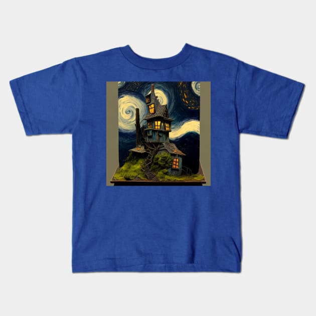 Starry Night Over The Burrow Kids T-Shirt by Grassroots Green